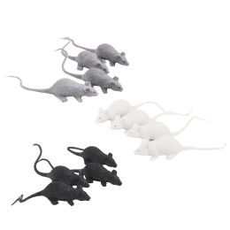 Emballage de 12 jouets de souris de souris de souris en plastique Fake Bat Rat, ensemble de 3: noir, gris, blanc.Farce blague effrayante insectes pour la fête Halloween