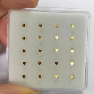 Paquete de 20 piezas de Plata de Ley 925 con forma de corazón, pequeño perno para Nariz, piercing para Nariz, joyería para Nariz 240117