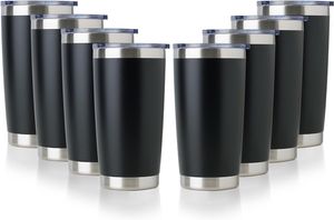 Lot de 25 gobelets vierges en acier inoxydable de 590 ml avec couvercle, tasse de voyage isolée sous vide à double paroi personnalisée, tasse à café avec revêtement en poudre