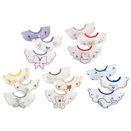 PACK DE 3 Baby Burp Tissu de broderie Bibs infirmiers pour enfants pour enfant en bas âge bave du tablier alimentaire Bib Salive Baby Bib A2UB 240407