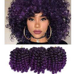 Lot de 3 tresses synthétiques jamaïcaines au crochet - 20,3 cm - Extensions de cheveux afro crépus - Pour Blac1039497