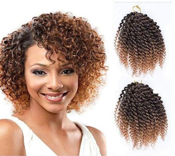 Paquete de 3 trenzas de ganchillo Marlybob, extensiones de cabello trenzado rizado afro ombré para niñas y mujeres8quot T1b278843470