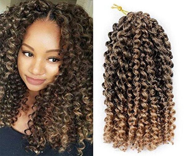 Paquete de 3 color ombre Marlybob Crochet Tracking Hair Afro Kinky Curly Jerry Curl Braids Kanekalon Extensiones de cabello sintética 10qu2548068