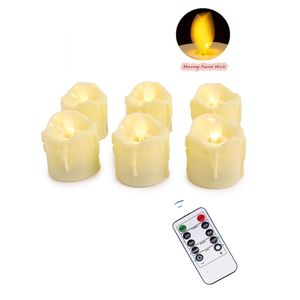 Pack van 4 afstandsbediening bewegende wick -led tealight kaarsen, batterij bediende kleine nepdansende vlamkaarsen voor houder december