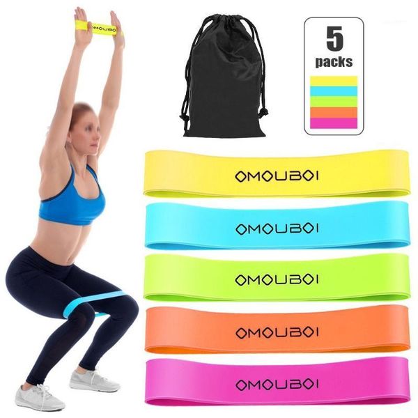 Pack de 5 bandes de boucle de résistance Exercice avec sac de transport Entraînement de musculation Gymnase à domicile Fitness Physiothérapie