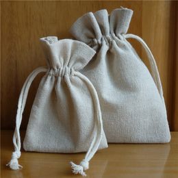 Paquet de 50 sacs à cordon en coton et lin 10x1 5/4 "x 6", Sachets de noël, sac à bonbons, sac à cadeaux de mariage, pochette d'emballage de bijoux