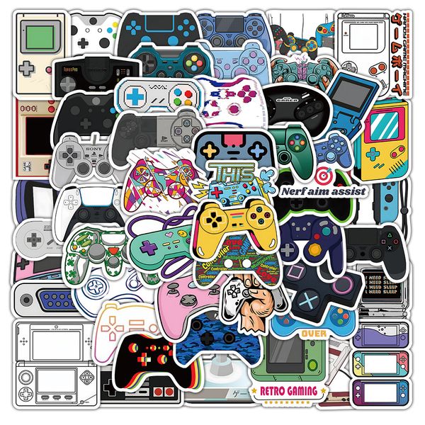 Paquete de 50 Unids Venta al por mayor Gamepad Graffiti Stickers No-Duplicate Impermeable Para Equipaje Monopatín Laptop Notebook Casco Botella de agua Teléfono Calcomanías para autos Regalos para niños