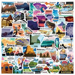 Pack van 50 stks Groothandel Verenigde Staten Kaart Stickers voor Bagage Skateboard Notebook Helm Waterfles Telefoon Auto Decals Kids Geschenken