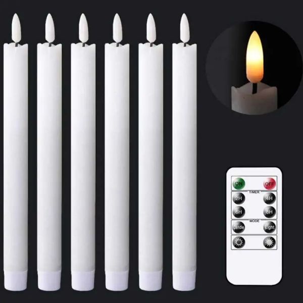 Paquet de 6 bougies LED de Noël léger vacillants avec des bougies décoratives blanches chaudes à distance de 10 ou 6,5 pouces de long