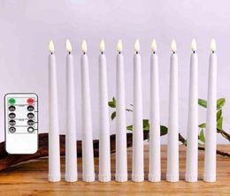 Pakket van 8 Warm Wit op afstand Flameless Led Taper Candles Realistische heldere flikkeringsstol Batterij Batterij 28 cm Ivory LED -kaarsen H127602070
