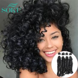 Pack pack funmi coiffure bouclée tisse des cheveux paquets de coiffure noire couleurs soku perruques synthétiques avec pour les femmes noires vague 4 paquets
