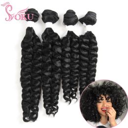 Pack Pack Soku Funmi Curly Synthetic Hair Bundles Wave Wave Hair tissage 1618 pouces Coiffure Trate pour la perruque de perruque pour femmes