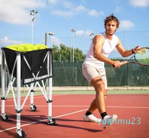 Pack tennisbalmand met wiel Tennishopperwagen houdt ballen vast, draagbare sportleswagen op wielen met opbergtas Lichtgewicht