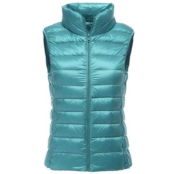 Packable Ultra-Light Sleeveles's Winter Down Jacket White Duck Feather Chaleco Cálido Chaleco Abrigos Abrigos para mujer 211013