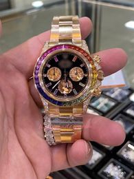 Emballage Gold Diamond Custom NOUVEAU 40 mm de diamètre 4130 Mouvement Sapphire Miroir en verre Designer Watches 865809