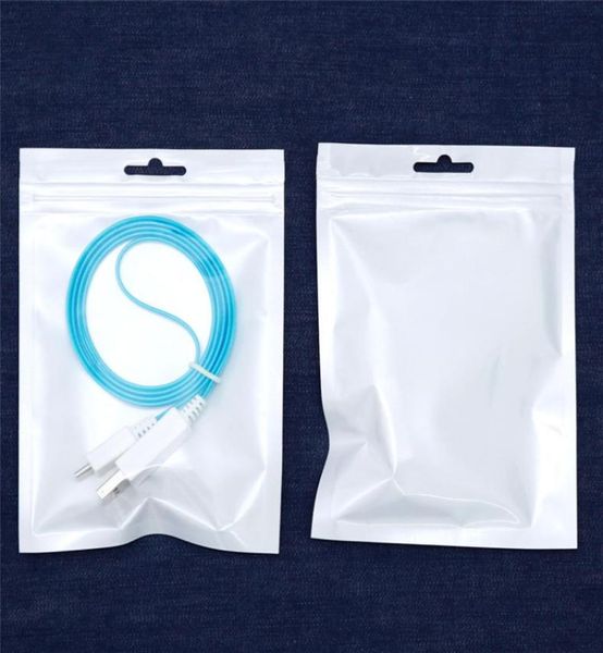 Packages clairs blanc perlé plastique poly adopte emballage zipper zip verrouillage de vente au détail packages de câble bijoux aliment PVC Sac en plastique de nombreux S9201879