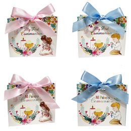 Verpakking Zakken 2550 STUKS Eerste Heilige Communie Verpakking Geschenkzakjes Cookie Bonbondoos Bruiloft Gunsten voor Gasten Baby Shower Doop Decor 230710