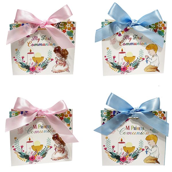 Sacs d'emballage 2550PCS Première Sainte Communion Emballage Cadeau Sacs Cookie Candy Box Party Faveurs De Mariage pour Les Invités Baby Shower Baptême Décor 230710