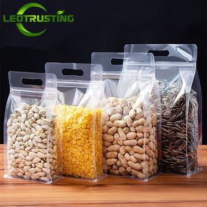 Packaging Bags 50pcs 3D Portable Stand up Clear Plastic Zip Lock Bag Transparent Coffee Snack Supermarket Party Wedding Gifts Packaging Pouches 230710