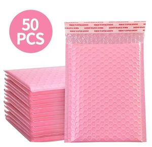 Verpakkingszakken 50 stcs Zakken Bubble Mailers Gevotte enveloppen Pearl Film Geschenk Huidige Mail Envelope Bag voor Book Magazine Lined Mailer Self Seal Pink