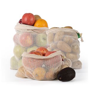 Verpakkingszakken Fruit Vegetable Net Tas Gerecycled Duurzaam Eco -vriendelijk Biologisch katoen netwerk Herbruikbare producten Bakken Biologisch