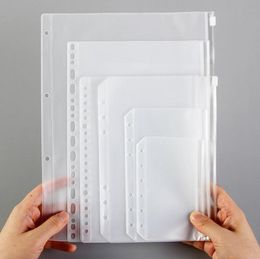 Sacs d'emballage de A4 A5 A6 A7 Pochettes de reliure perforées transparentes pour ordinateurs portables Sacs à feuilles mobiles à fermeture éclair à 6 trous Inserts pour ordinateur portable en PVC Organiser les dossiers de stockage