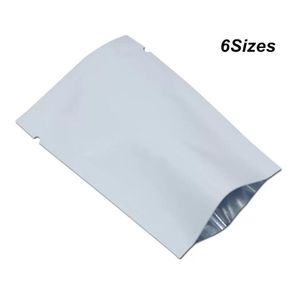 Bolsas de Embalaje Blancas 100 Piezas Bolsas de Papel de Mylar con Parte Superior Abierta Muescas de Rasgado Bolsa de Almacenamiento de Alimentos de Papel de Aluminio para Meriendas Especias Dulces Paquetes de Muestra con Sellado Térmico al Vacío