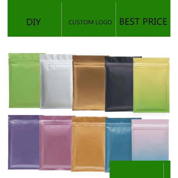 Sacos de embalagem Atacado Matt Color Resealable Zip Mylar Bag Food Storage Folha de Alumínio Plástico Smell Proof Bolsa em Estoque Drop Deli Dhs9R