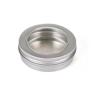 Verpakkingsdozen 100 g aluminium potten met helder venster 100 ml ronde lippenbalsempotten zichtbaar lege lege cosmetische containers