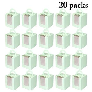 Boîtes d'emballage 20 Pcs Mignon Mini Biscuit Bonbons Boîte Unique Muffin Boîte Portable Rose Fenêtre Cupcake Boîte Mousse Boue Pudding Bouteille Emballage Tasse 230710