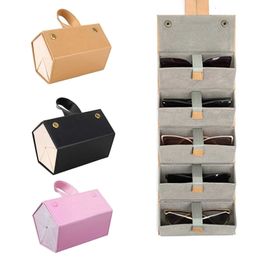 Boîtes d'emballage Boîte de rangement pour lunettes de soleil multi-usages 5 emplacements Étui à lunettes portable Boîte de rangement pliable Diverses boîtes d'emballage de lunettes 230710