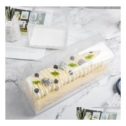 boîtes d'emballage en gros boîte de rouleau de gâteau transparente avec poignée boîte à gâteau au fromage en plastique transparent écologique cuisson boîte à rouleau suisse sn4 dh8tv