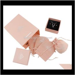 Embalaje Display Drop Delivery 2021 Bolsas Rosa Collares Anillos Pendientes Conjunto de joyas Caja Bolsa Cajas De Regalo Cajas de Regalo Caixas Para Presente