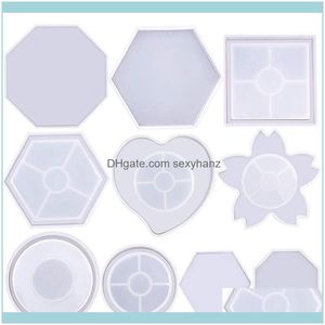 Exhibición de embalaje Jewelry10Pcs Moldes de resina Diy Coasters Epoxy -Resin Sile, Craft, para bolsas de joyería, entrega directa de bolsas 2021 8Yanz