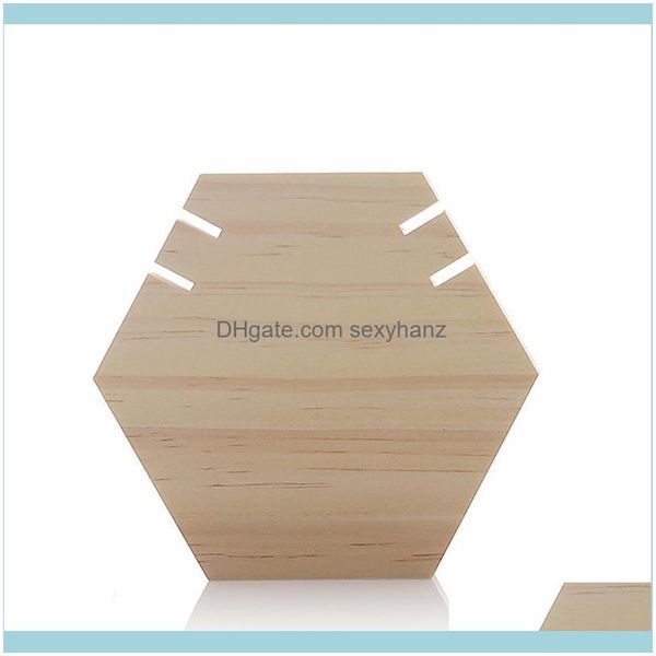 Empaquetado Jewelrywood Collar Soporte de exhibición Tablero hexagonal Soporte de joyería para espectáculo Colgando Bolsas de caballete al por menor largas, Bolsas Entrega de gota 2