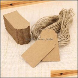 Verpakking Packing Office School Business Industrial100X Brown Paper Tags Lace Scallop Hoofd Label Lage Wedding Note AddString Diy Blank Prijs