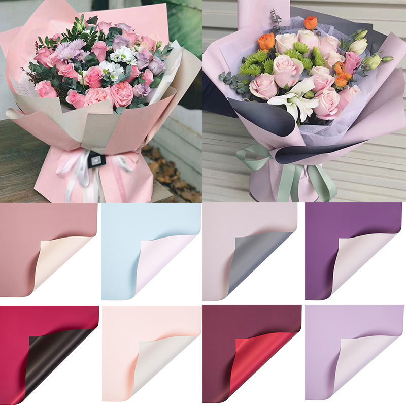 Papel de embalagem 20pcs/lote flores mini duplo ouya papel embalagem embalagem embrulhada neutra cor -embrulho de embrulho de papel de buquê de bouquet suprimentos 230530