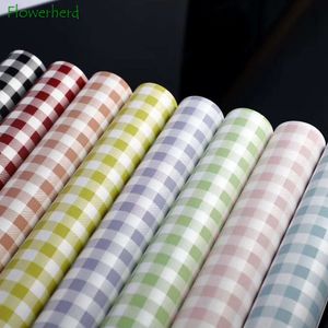 Papier d'emballage 20pcs / lot Plaid Damier Imperméable Artisanat Papier DIY Bouquet De Fleurs Papier D'emballage Emballé Cadeau Emballage Fleur Emballage Papier 230523