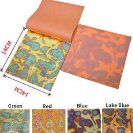 Papier d'emballage 25 feuilles par livret vert rouge bleu feuille d'or panachée 14x14 cm art artisanat meubles mur décoration d'ongles imitation feuille d'or 230923