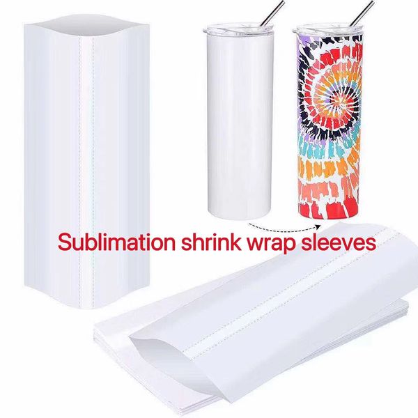 Papier d'emballage Sublimation Shrink Wrap Sleeves Blanc Sublimation Shrink Wrap pour gobelet droit Gobelet régulier Gobelet à vin Film rétractable pour sublimation 01