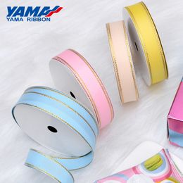 Verpakking Papier YAMA Goud Metallic Rand Grosgrain Lint 6mm 9mm 16mm 25mm 38mm Breed Prijs 100yards Diy Gift Verpakking Decoratie Bruiloft Ambachten 230605