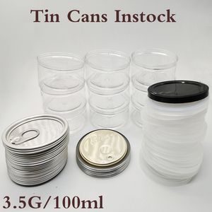 VERPAKKING Plastic voedsel doorzichtige containers Lege blikjes 3,5 g Zwart-witte deksels