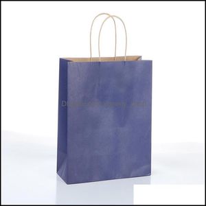 Sacs d'emballage 100 Pcs Kraft Paper Retail Shop Merchandise Party Gift 8X4X11 Avec Corde Poignées Drop Delivery Office School Business Ind Ot95B