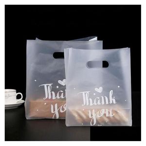 Sacs d'emballage 1000 Pcs Merci Sac Cadeau En Plastique Magasin De Stockage De Pain Avec Poignée Fête De Mariage Bonbons Gâteau Wrap Drop Delivery Office Sc Dha8P