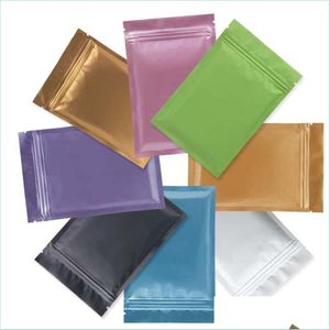 Bolsas de embalaje 100 Unids / Color Mti Color Resellable Zip Mylar Bolsa Almacenamiento de alimentos Bolsas de papel de aluminio Embalaje de plástico Bolsas a prueba de olores 1 J Dhdzg