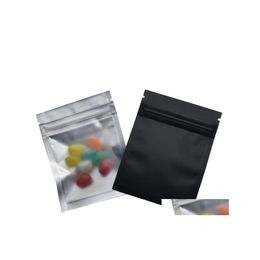 Sacs d'emballage 100 Pcs/Lot 7.5X10Cm Noir Mat/Fermeture à Glissière Avant Refermable Fermeture à Glissière Feuille d'Aluminium Sac en Plastique Nourriture Épicerie Mylar D Dhpiz