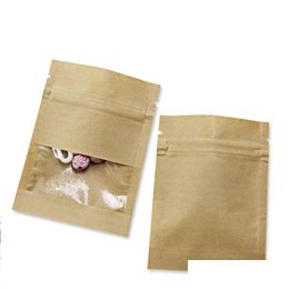 Bolsas de embalaje 100 Unids / lote 7X9Cm 9X13Cm 13X18Cm Marrón Blanco Bolsa de papel Kraft A prueba de olores Bolsa de muestra para alimentos Fruta seca Té Gota Delive Otwrh