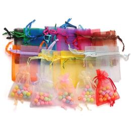 Sacs d'emballage 100 pièces/lot bijoux Dstring Organza sac pochettes réutilisables faveur de mariage sacs cadeaux pour noël bébé douche paquet Drop D Dh9T5