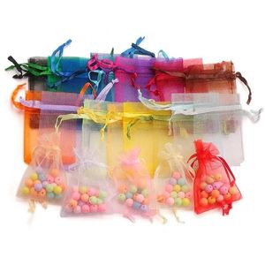 Sacs d'emballage 100 pièces/lot bijoux Dstring Organza sac pochettes réutilisables faveur de mariage sacs cadeaux pour noël bébé douche paquet Drop D Dh9T5