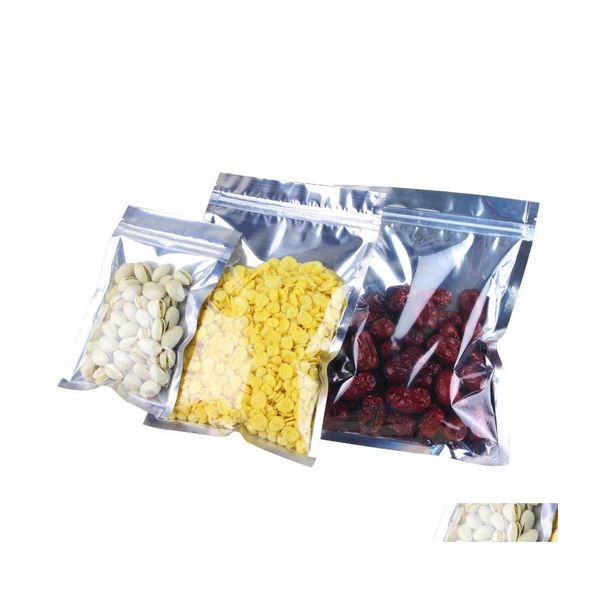 Sacs d'emballage 100 Pcs / Lot En Plastique Feuille D'aluminium Paquet Sac Zipper Emballage Translucide Poche Alimentaire Café Thé Cookie Stockage Drop Del Dhdvz